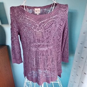 NWT Pink Rose Brand Lilac Sheer Lightweight Sweater - Women's Size Medium